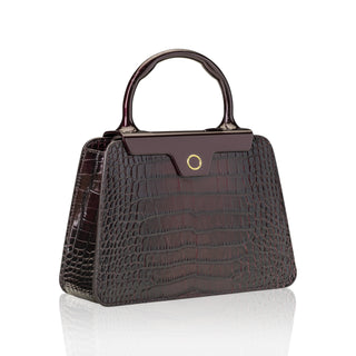 Andie Top Handle- Malbec Stamped Croc