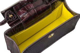 Andie Top Handle- Malbec Stamped Croc