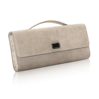 Alex Clutch- Stone Grey Lamb Suede