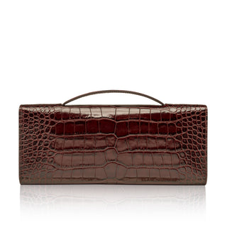 Alex Clutch- Malbec Stamped Crocodile