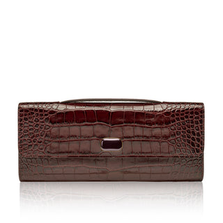 Alex Clutch- Malbec Stamped Crocodile