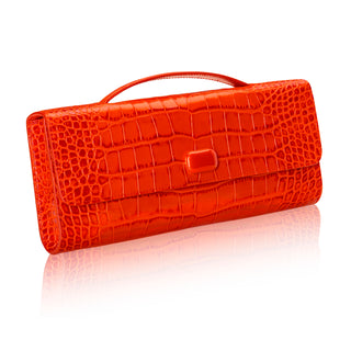 Alex Clutch- Spiced Ochre Stamped Crocodile