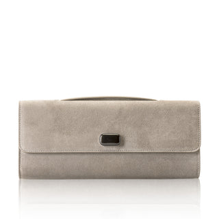 Alex Clutch- Stone Grey Lamb Suede