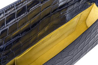 Alex Clutch- Navy Stamped Croc