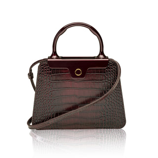 Andie Top Handle- Malbec Stamped Croc