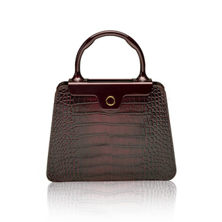Andie Top Handle- Malbec Stamped Croc
