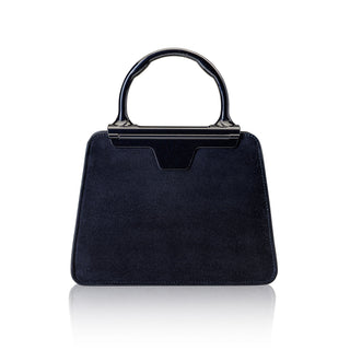 Andie Top Handle- Navy Lamb Suede