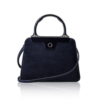 Andie Top Handle- Navy Lamb Suede
