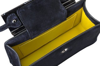 Andie Top Handle- Navy Lamb Suede