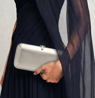 Finley Clutch - Satin White Gold