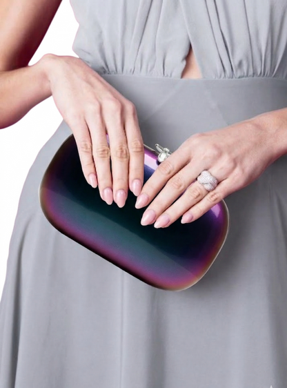 Elina Plus in Iridescent Midnight Pearl | Navy-Purple Clutch