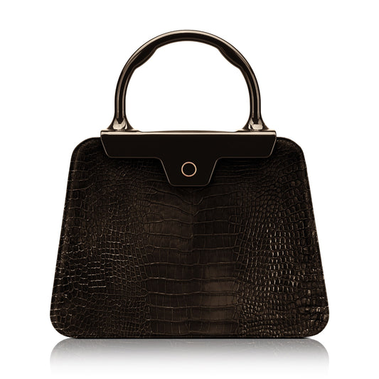 Andie- Espresso Brown Stamped Croc